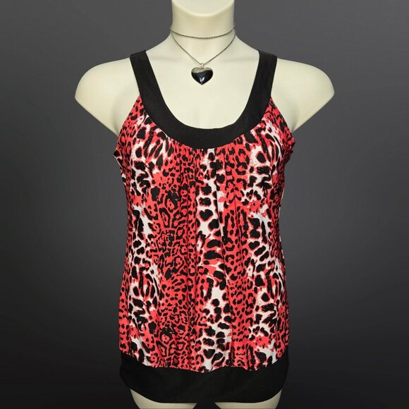 Y2K Leopard Print Long Top Size M Neon Orange Black Trashy Mcbling Scene Gyaru - Picture 1 of 8
